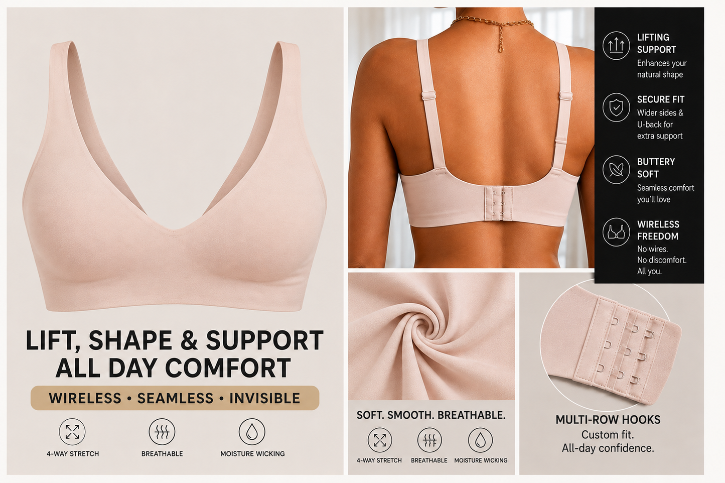 No Pressure Bra Pinkish Grey